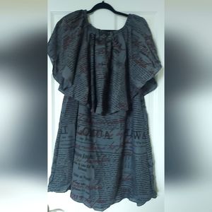 NWT *Kaulua'e* dress 2020 collection, Gray Nūpepa print,  LG